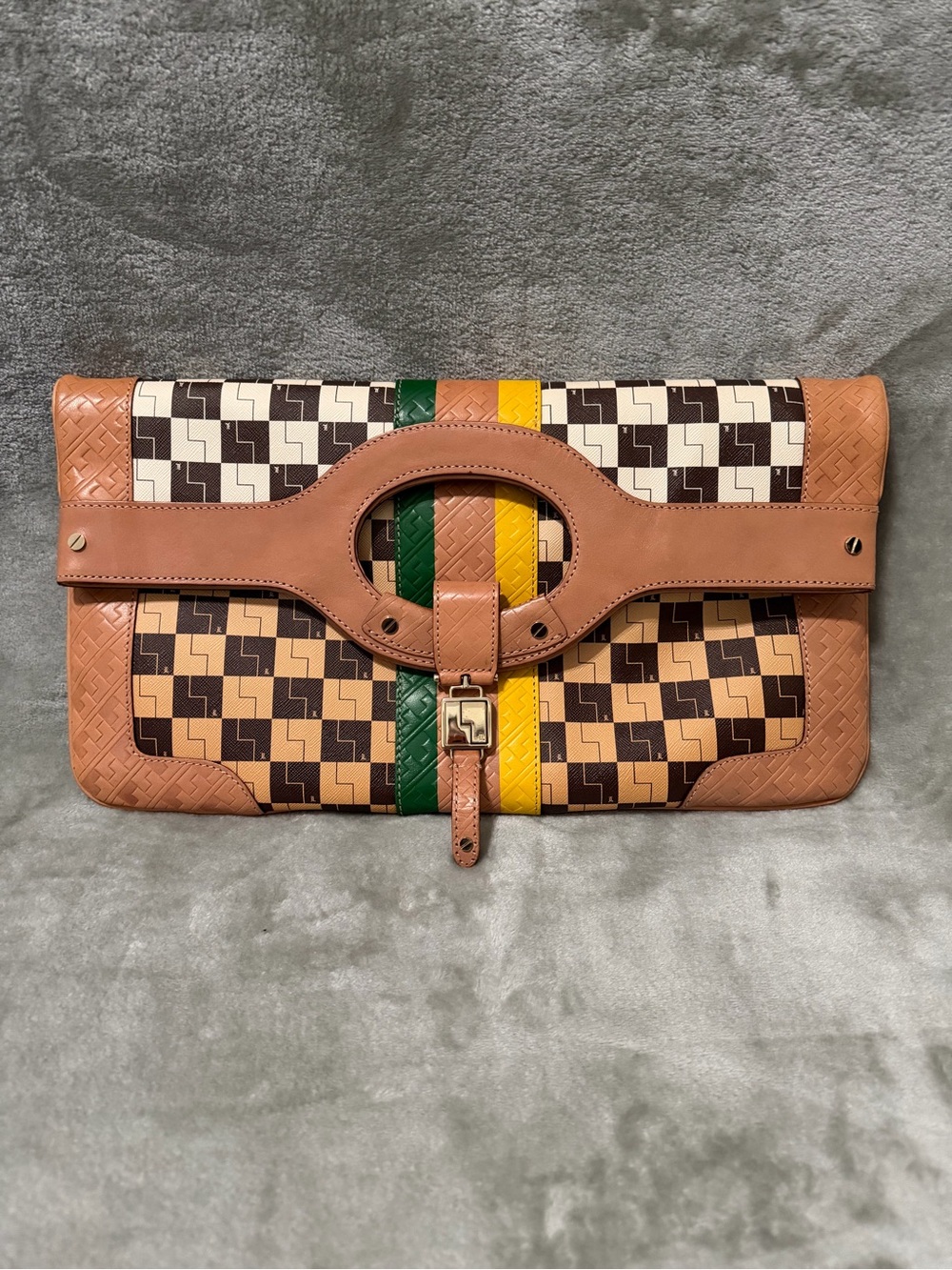 Vintage L.A.M.B. Gwen Stefani Rasta Carlsie Foldover Clutch Bag